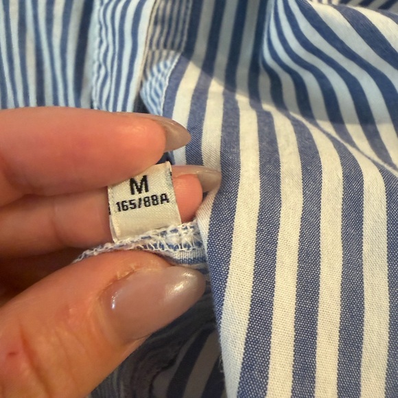 Striped Button-Up Shirt with Red Floral Embroidery - Picture 4 of 5